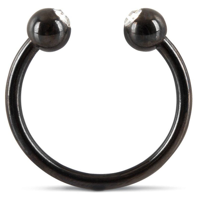 anneau de gland avec strass 28mm noir