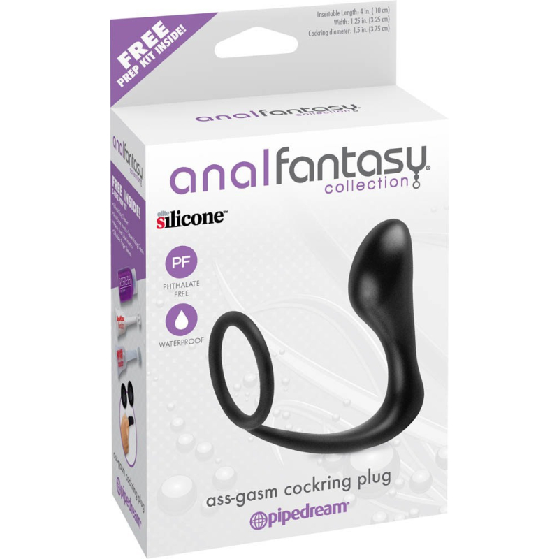 ass gasm plug et cockring 10 x 32 cm noir 1