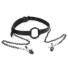 baillon anneau et pince tetons gag nip noir