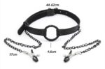 baillon anneau et pince tetons gag nip noir 11