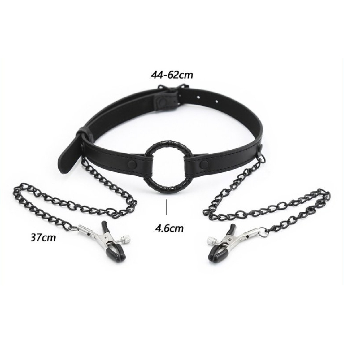 baillon anneau et pince tetons gag nip noir 4