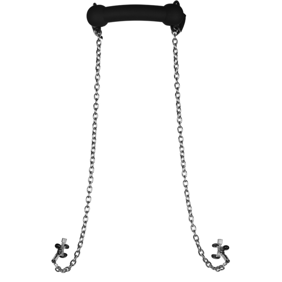 baillon avec pinces tetons nipple gag noir 5