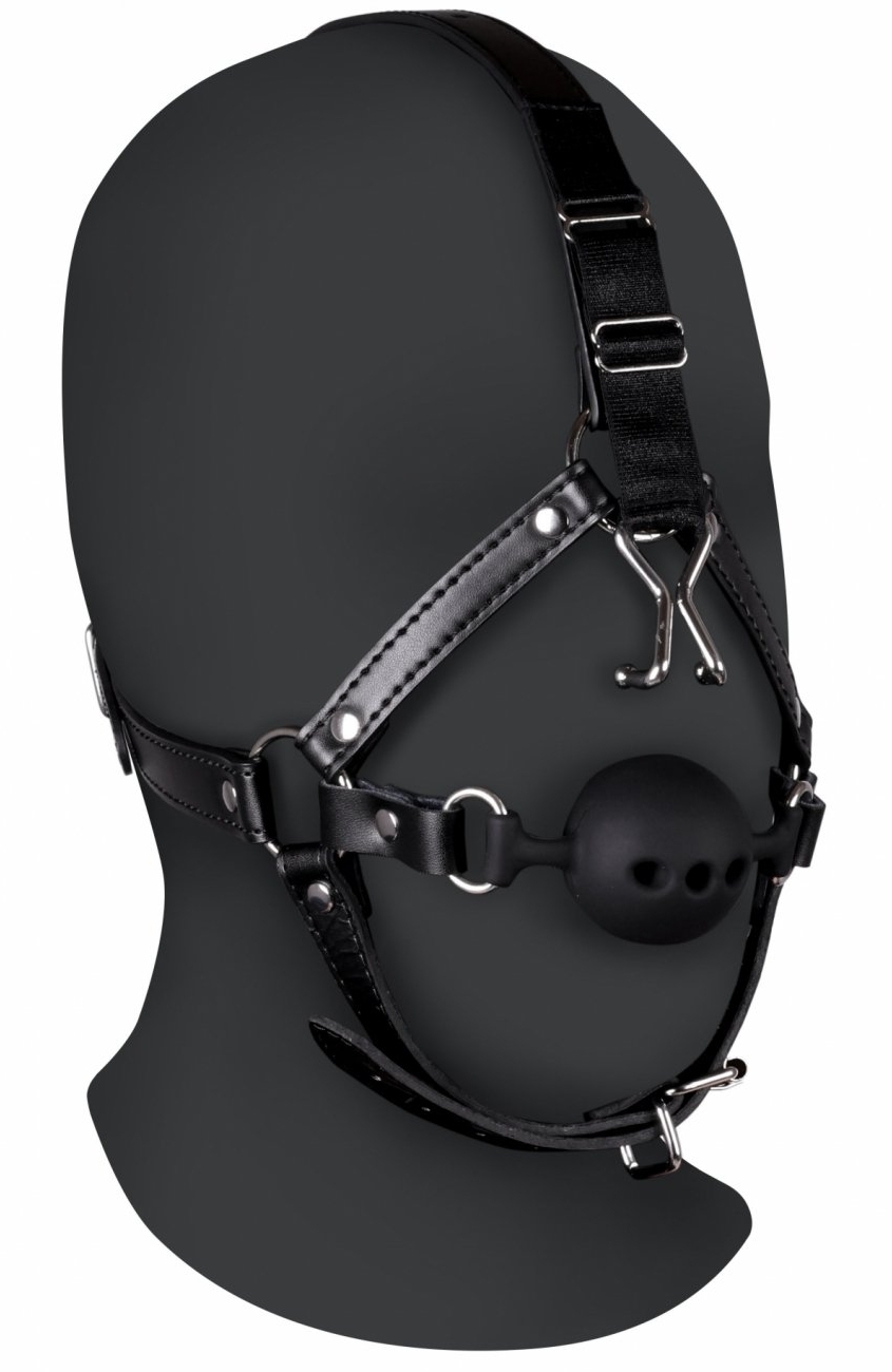 baillon boule avec crochet nasal gag noise noir