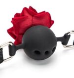 baillon boule avec rose bud gag rouge 1