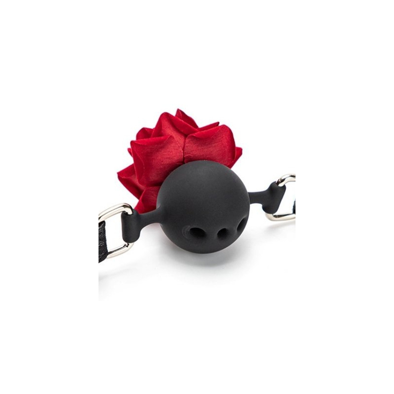 baillon boule avec rose bud gag rouge 1