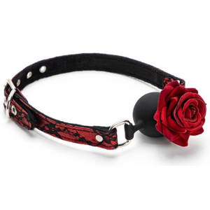 baillon boule avec rose bud gag rouge