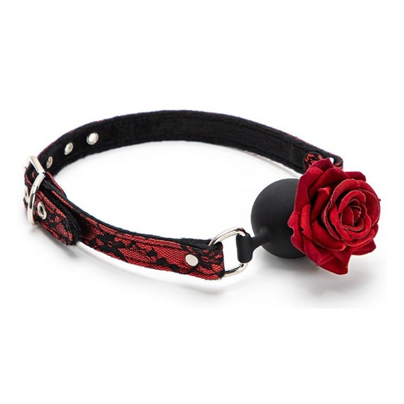 baillon boule avec rose bud gag rouge