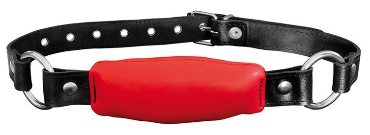 baillon en cuir silence stick rouge