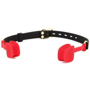 baillon en silicone zen open noir rouge