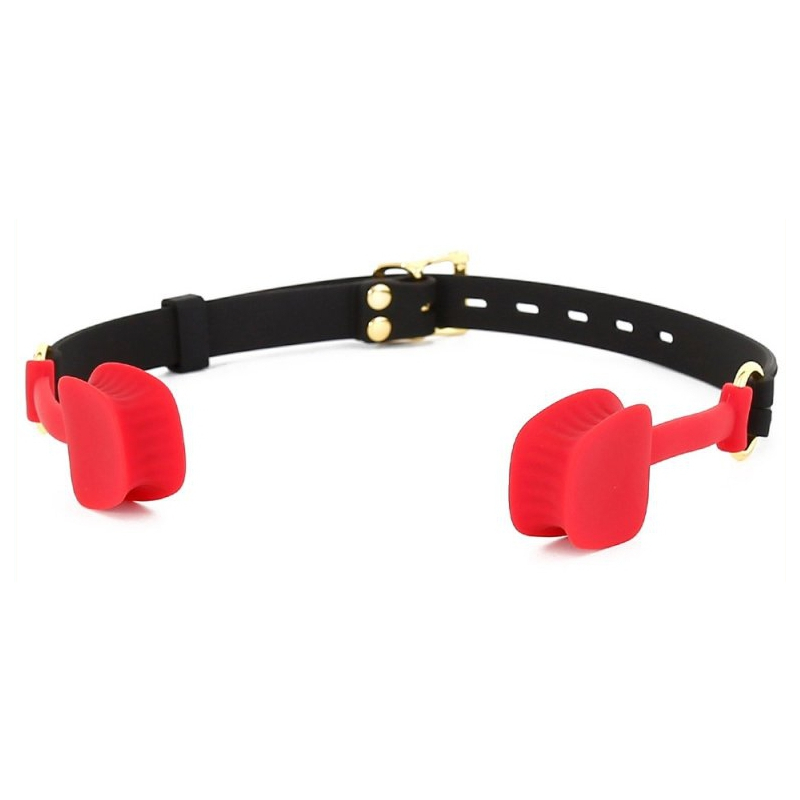 baillon en silicone zen open noir rouge