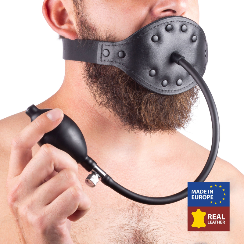 baillon gonflable en cuir embout penis 6cm 1