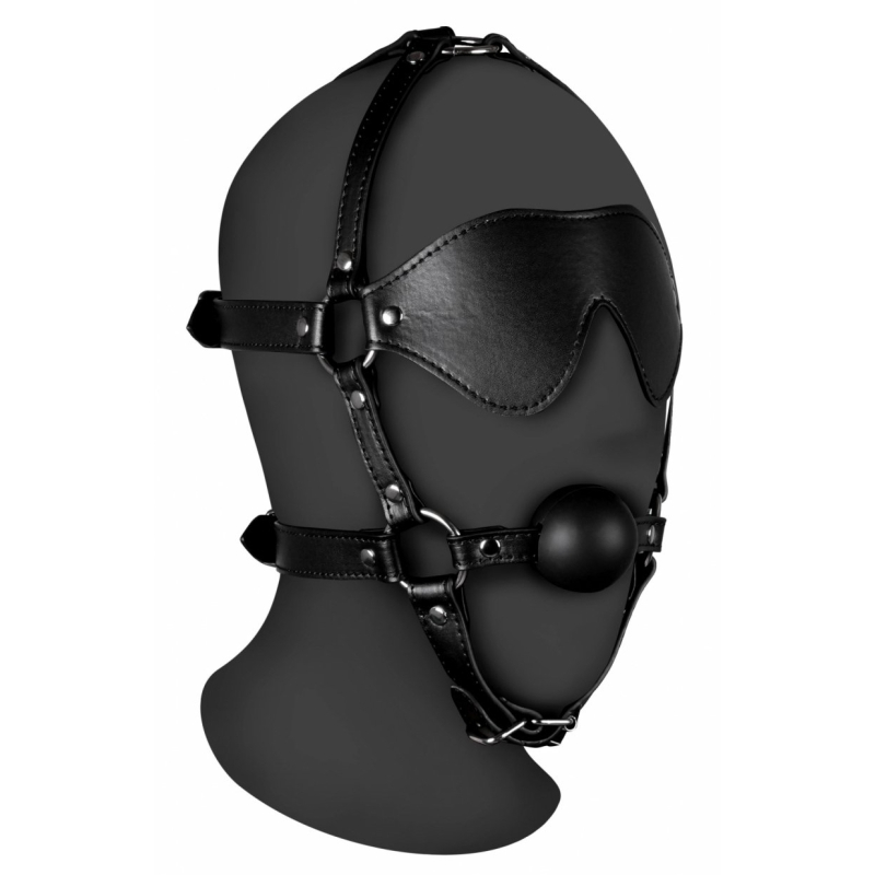 baillon museliere avec boule et masque gag xtreme noir