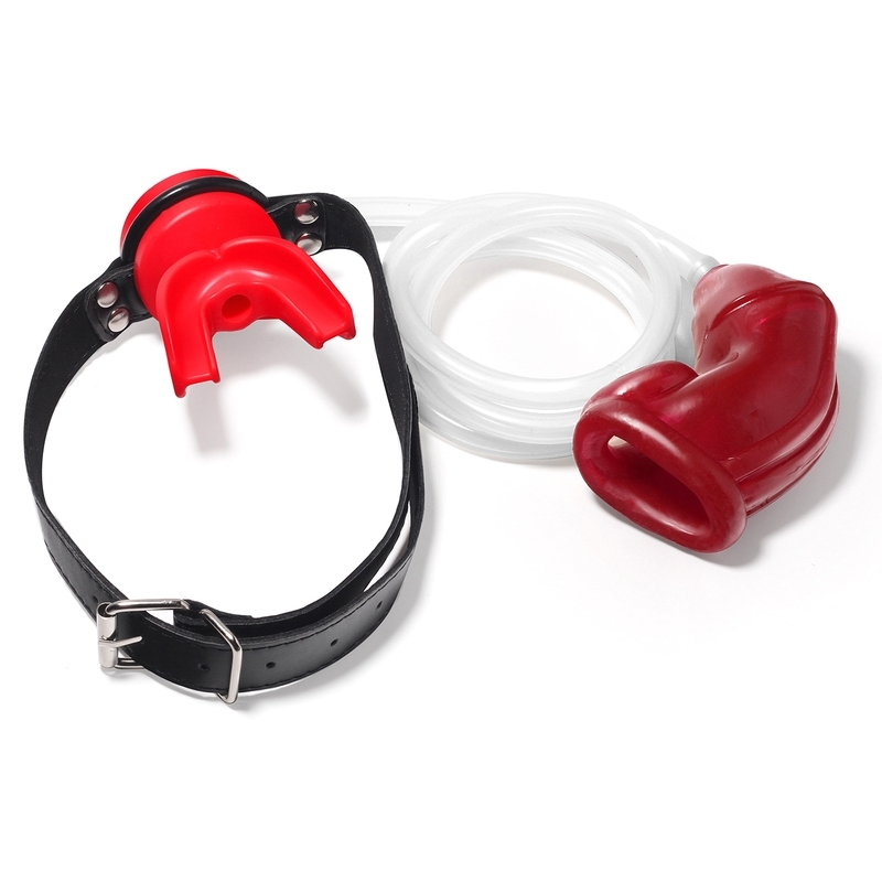 baillon urinoir avec cage souple rouge 1
