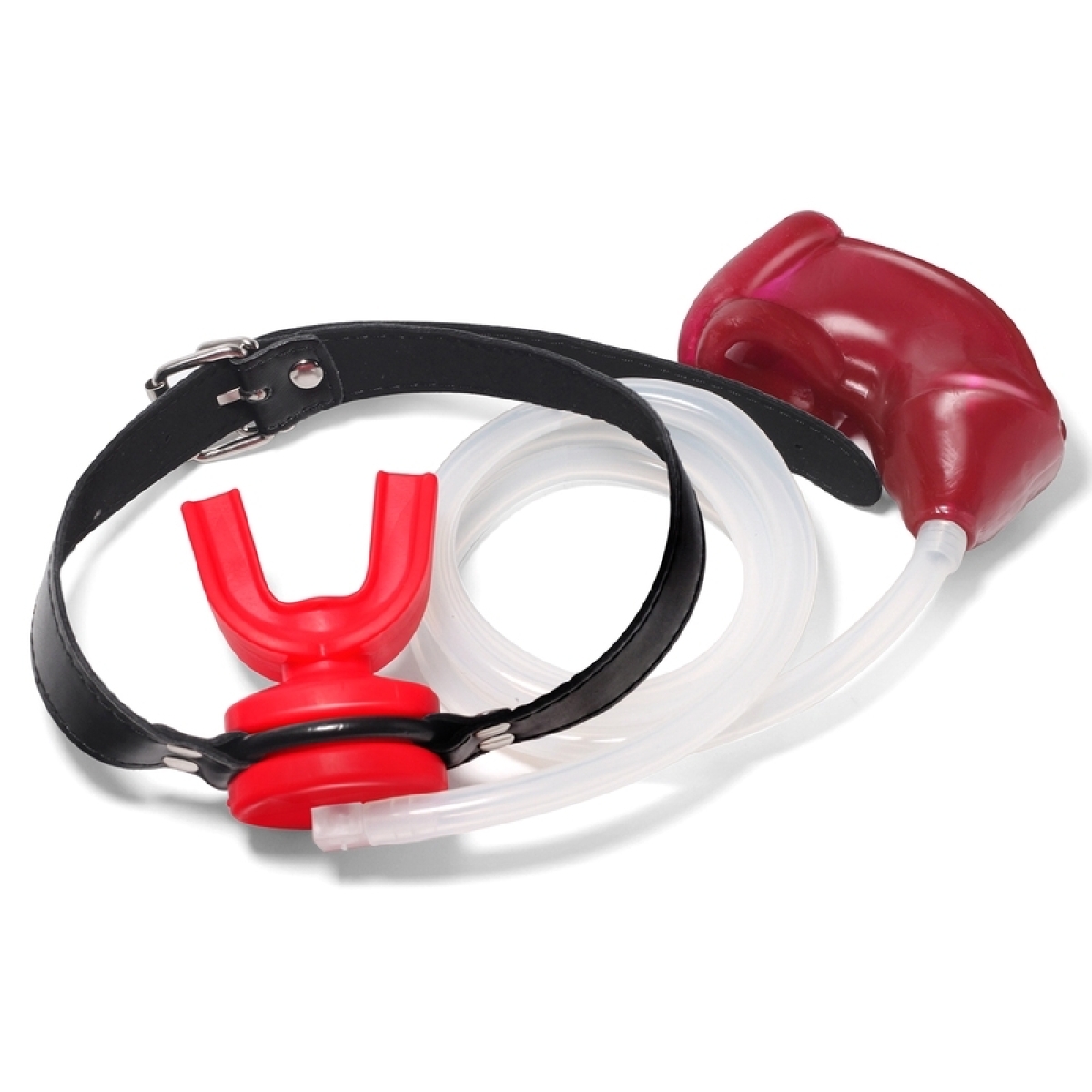 baillon urinoir avec cage souple rouge