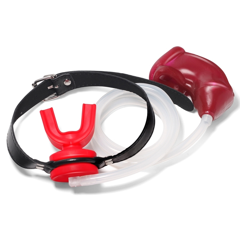 baillon urinoir avec cage souple rouge