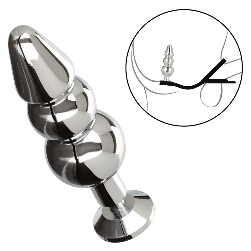 ballstretcher et plug bijou en metal beaded star fucker 8 x 27cm 2