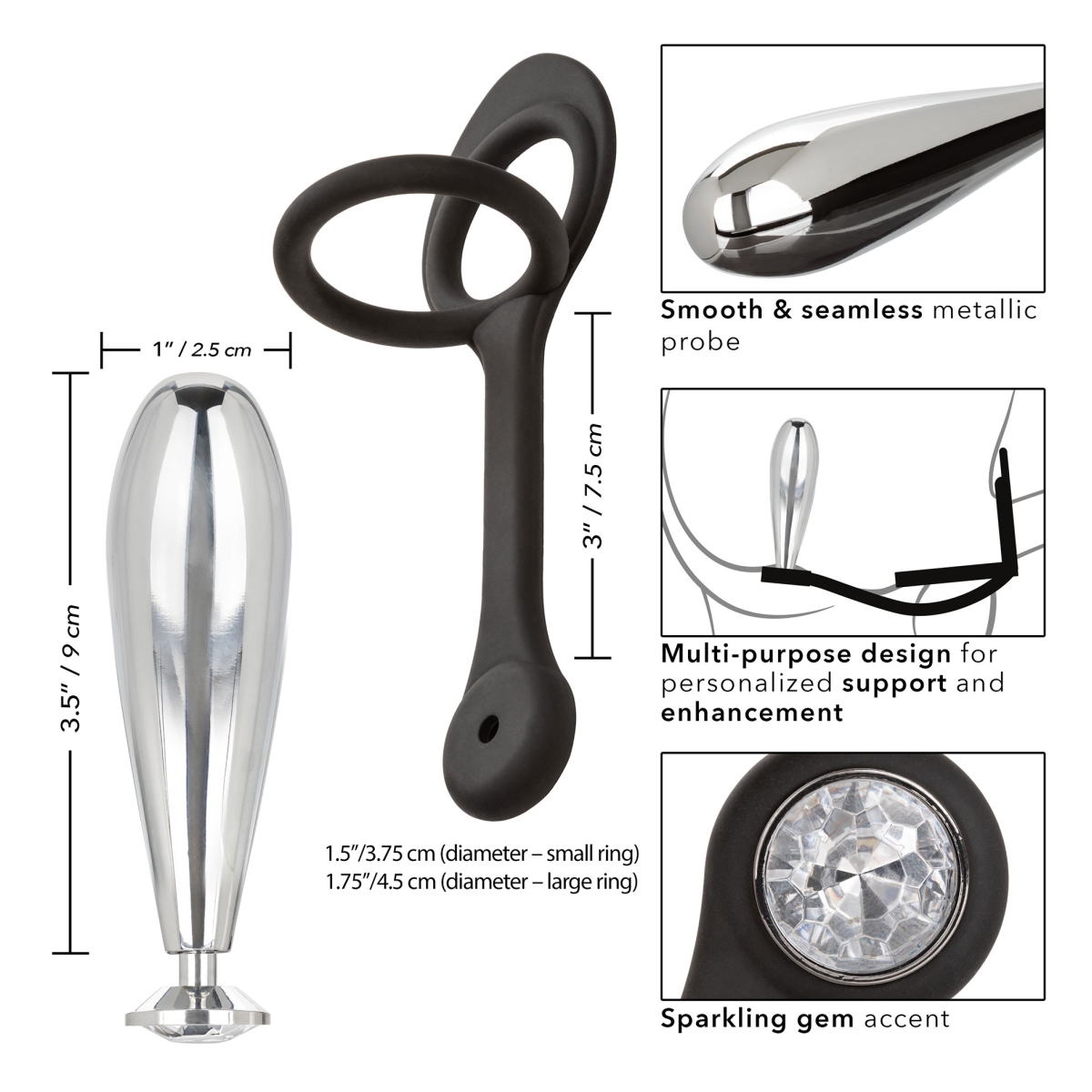 ballstretcher et plug bijou en metal glider star fucker 9 x 28cm 4