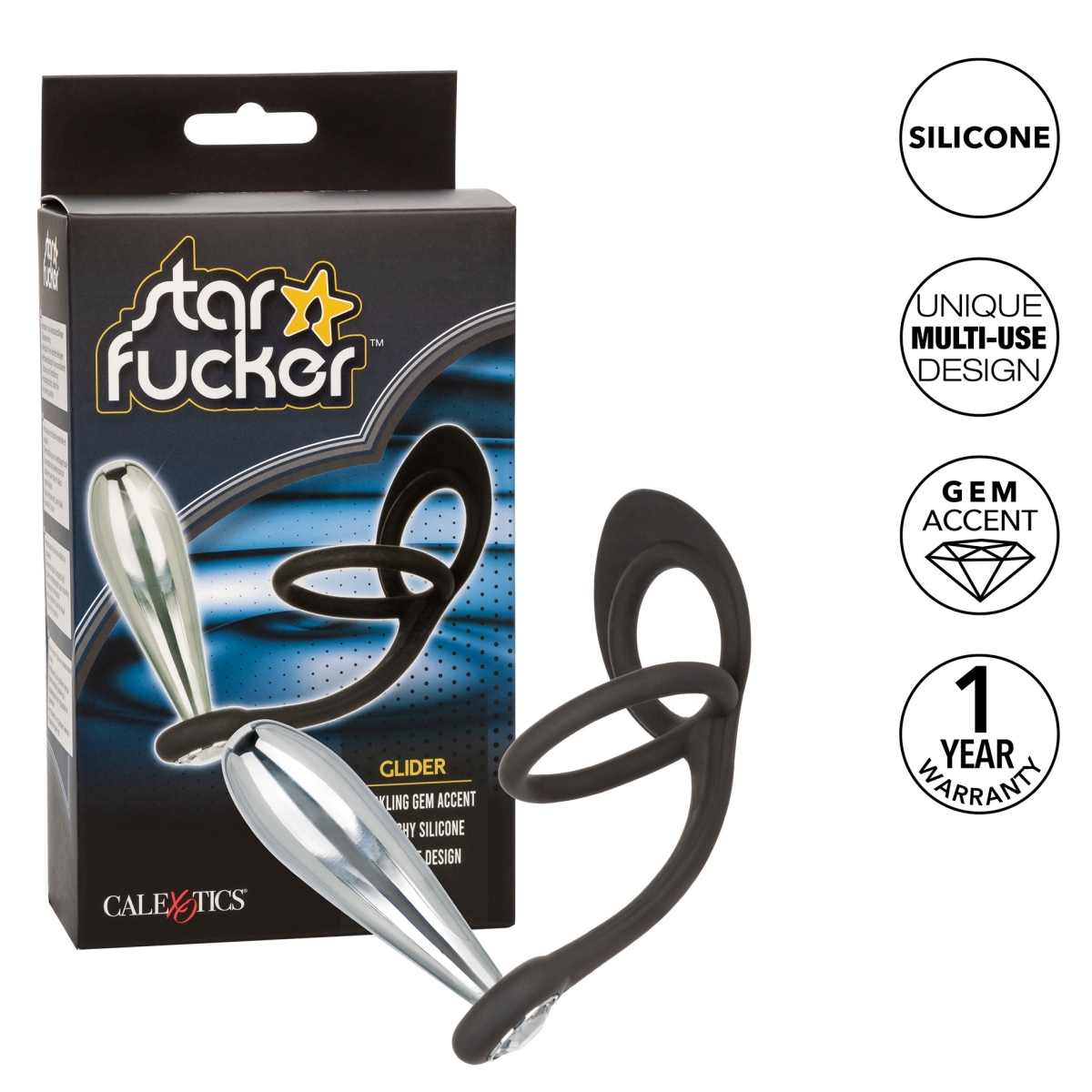 ballstretcher et plug bijou en metal glider star fucker 9 x 28cm 5