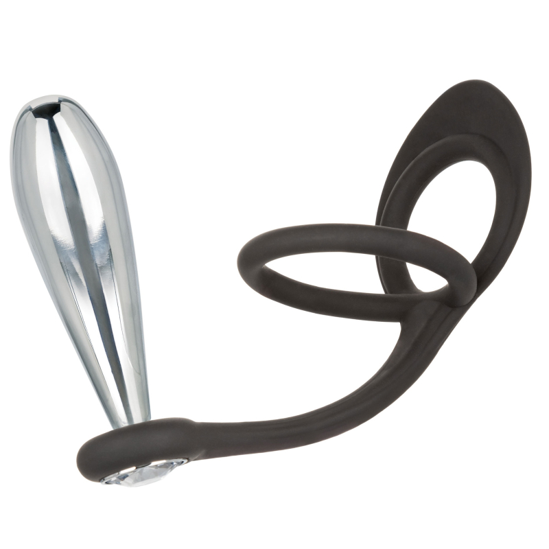 ballstretcher et plug bijou en metal glider star fucker 9 x 28cm
