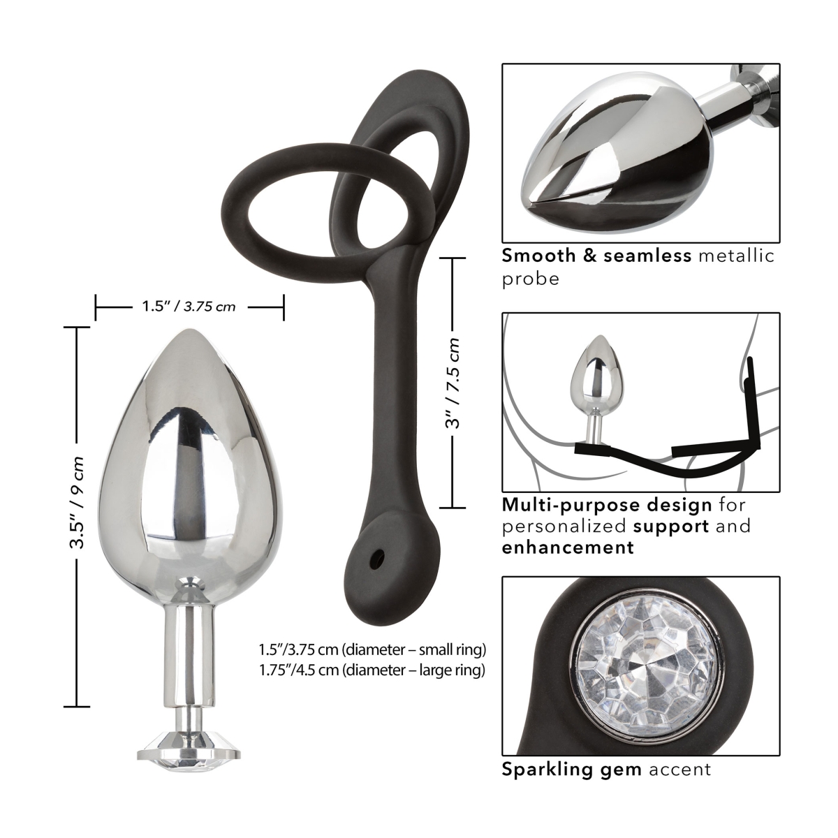 ballstretcher et plug bijou en metal xl teardrop star fucker 8 x 4cm 4