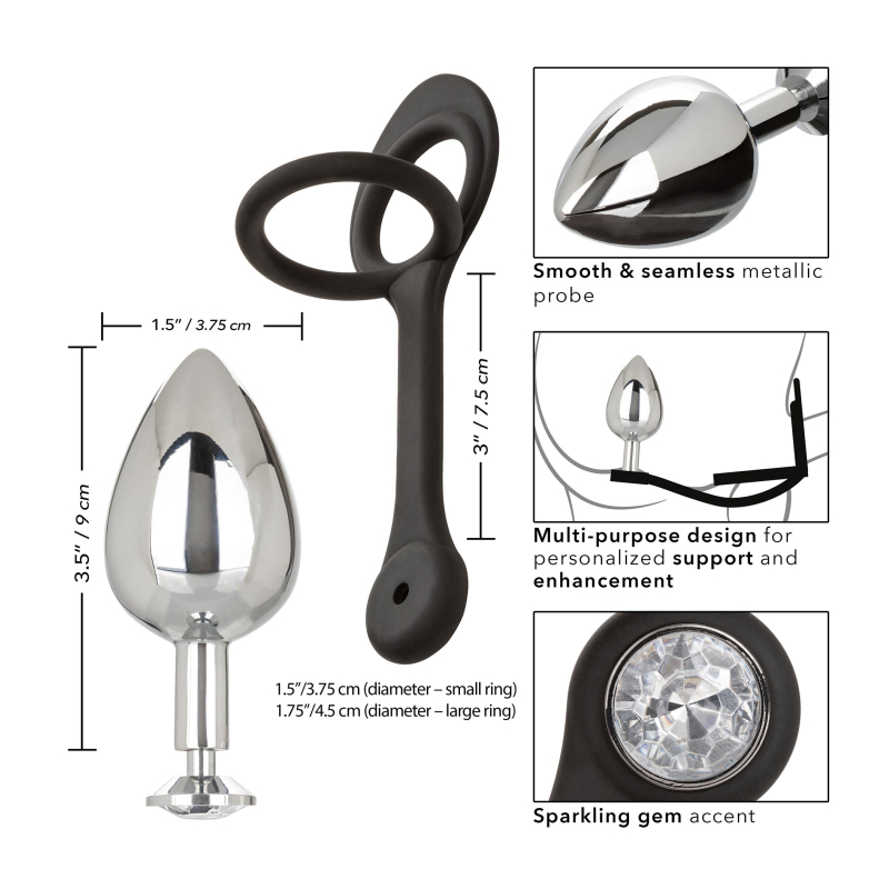 ballstretcher et plug bijou en metal xl teardrop star fucker 8 x 4cm 4