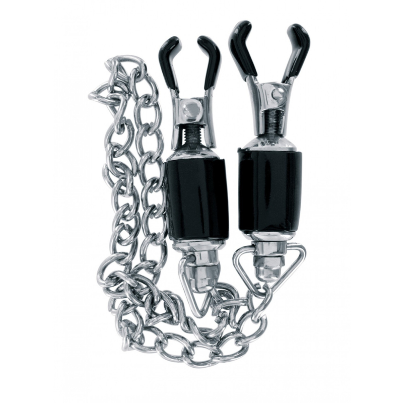 barrel tit clamps with chain pair
