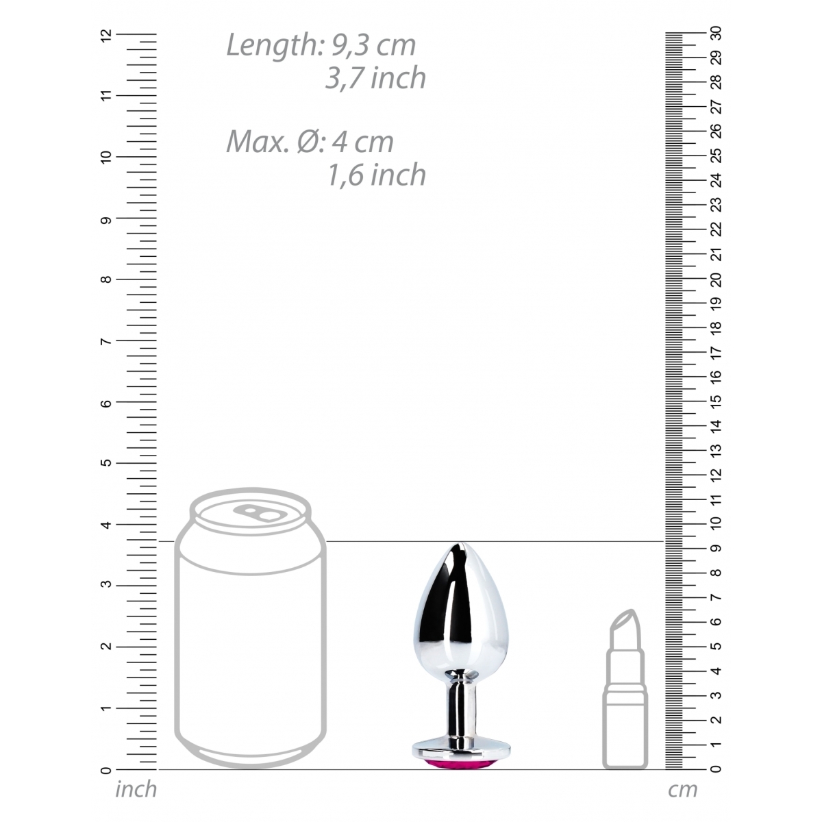 bijou anal heart gem l 8 x 4cm argente rose 3