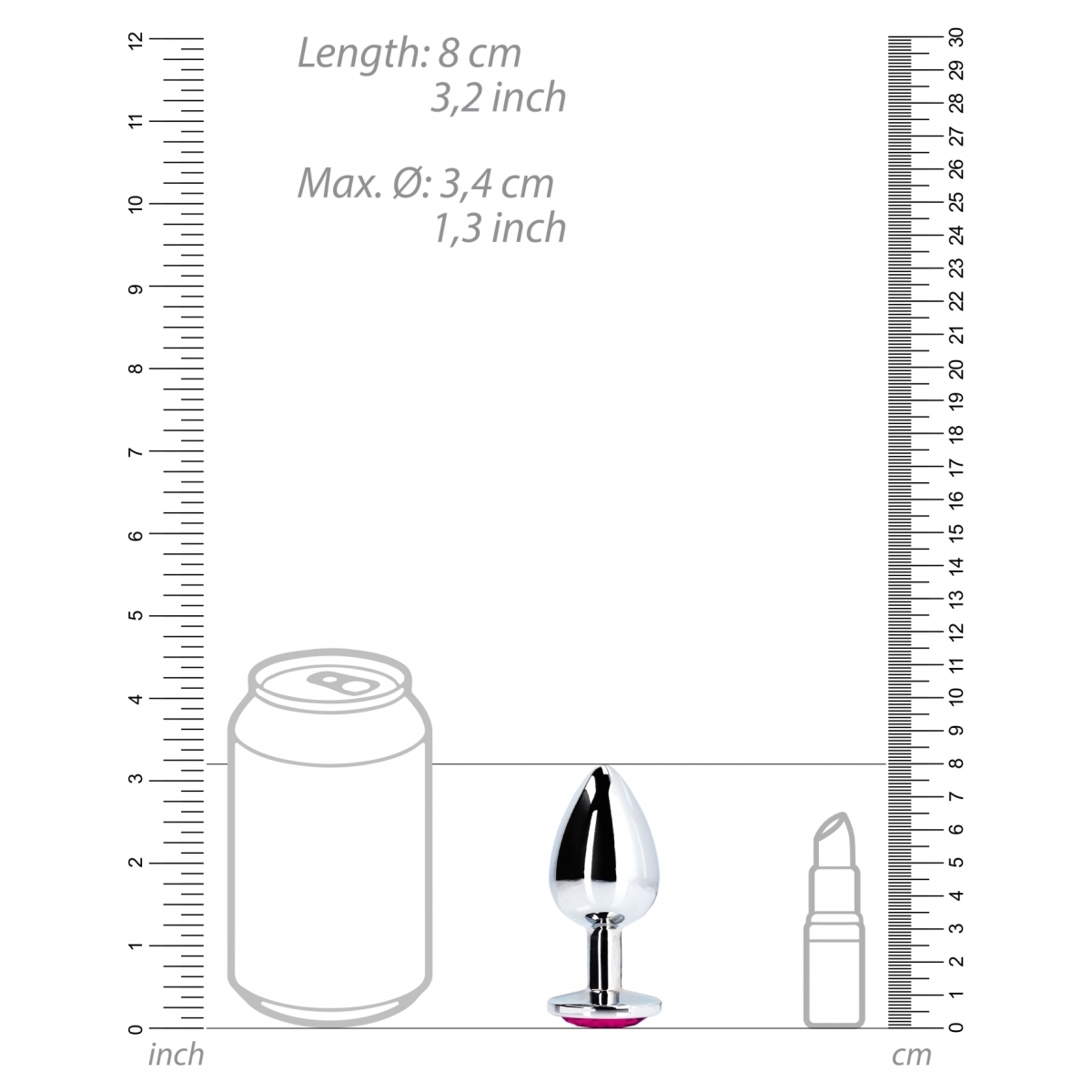 bijou anal heart gem m 7 x 33cm argente rose 3