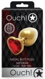 bijou anal heart gem m 7 x 33cm dore rouge 1