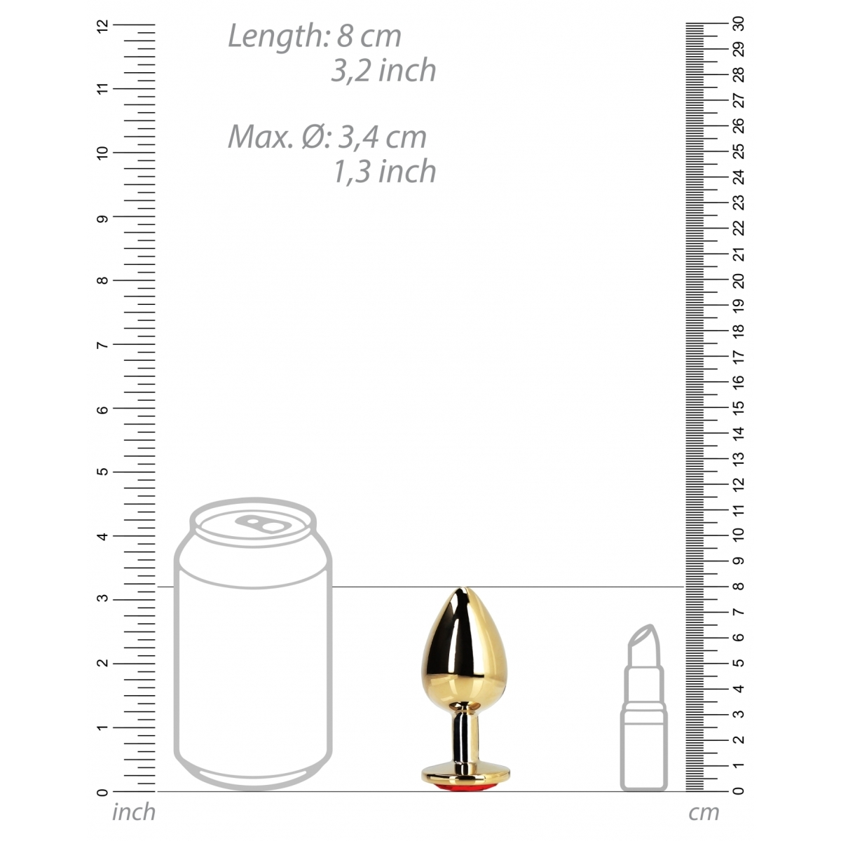 bijou anal heart gem m 7 x 33cm dore rouge 3