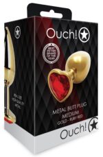 bijou anal heart gem m 7 x 33cm dore rouge 4
