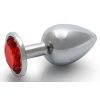 bijou anal round gem l 8 x 4cm argente rouge
