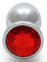 bijou anal round gem l 8 x 4cm argente rouge 2