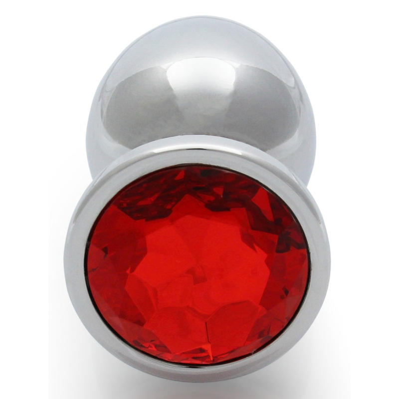 bijou anal round gem l 8 x 4cm argente rouge 2