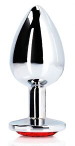 bijou anal round gem l 8 x 4cm argente rouge 3