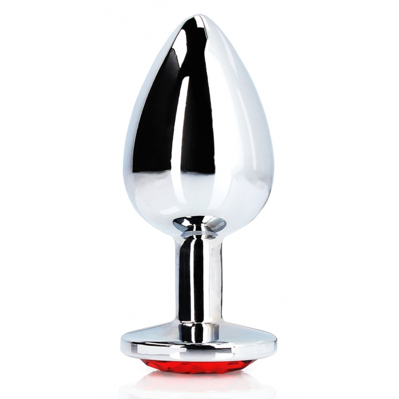 bijou anal round gem l 8 x 4cm argente rouge 3