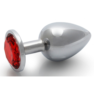 bijou anal round gem l 8 x 4cm argente rouge