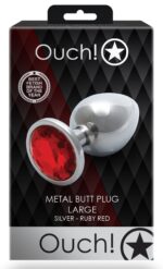 bijou anal round gem l 8 x 4cm argente rouge 5