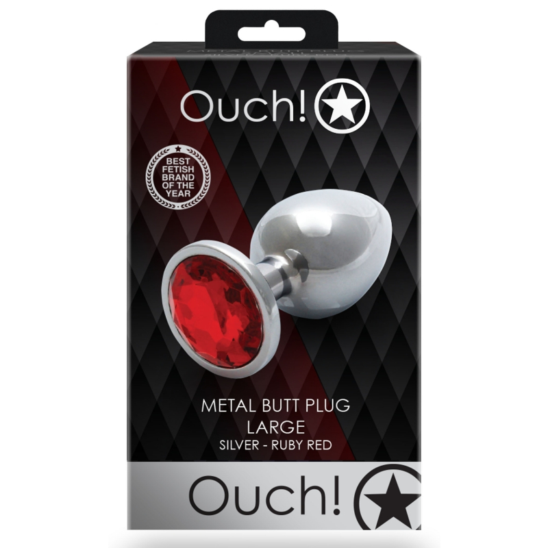 bijou anal round gem l 8 x 4cm argente rouge 5