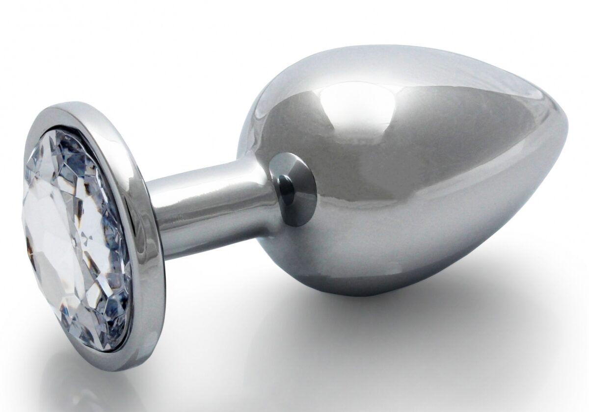 bijou anal round gem l 8 x 4cm argente transparent