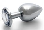 bijou anal round gem l 8 x 4cm argente transparent