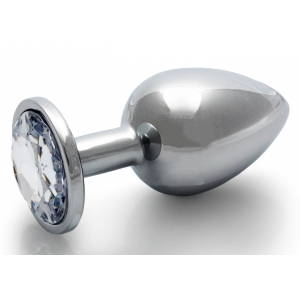 bijou anal round gem l 8 x 4cm argente transparent