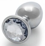 bijou anal round gem l 8 x 4cm argente transparent 1 2