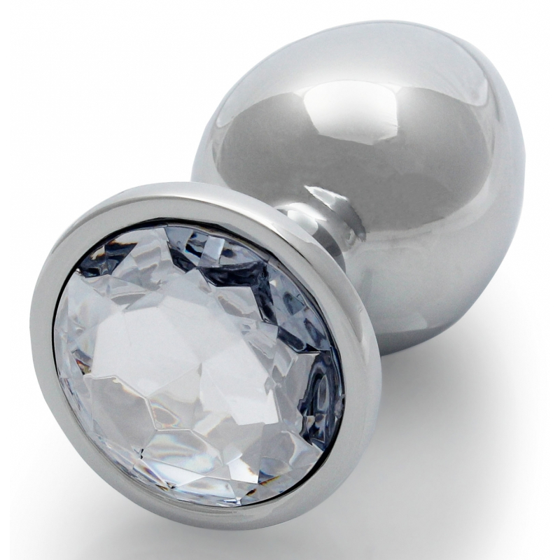 bijou anal round gem l 8 x 4cm argente transparent 1 2
