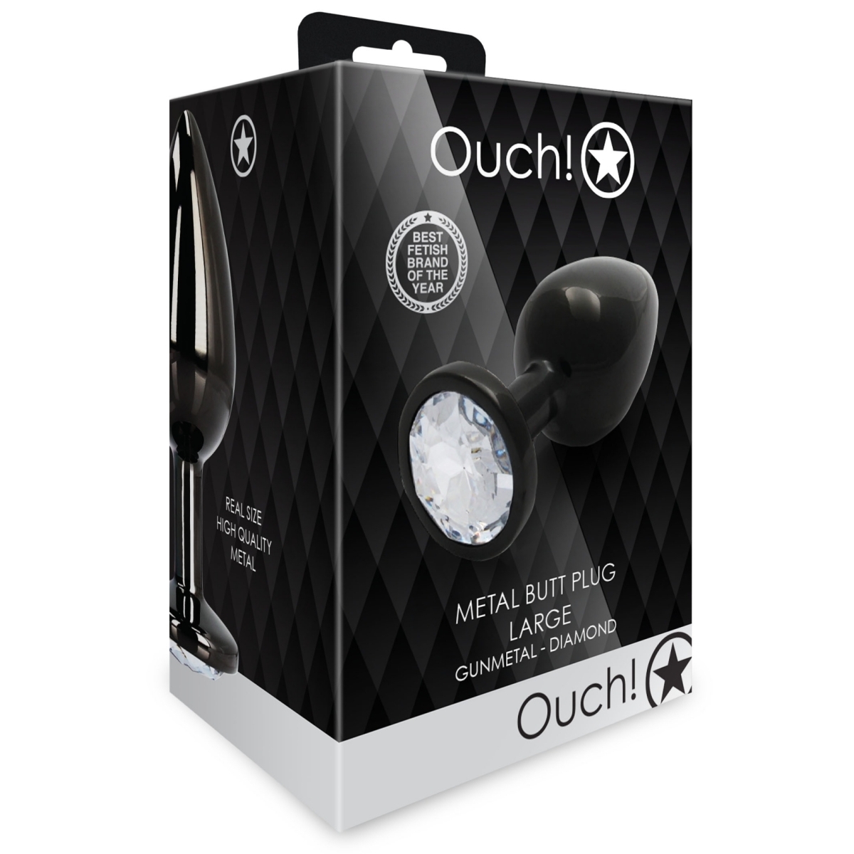 bijou anal round gem l 8 x 4cm noir transparent 1