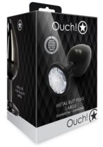 bijou anal round gem l 8 x 4cm noir transparent 1