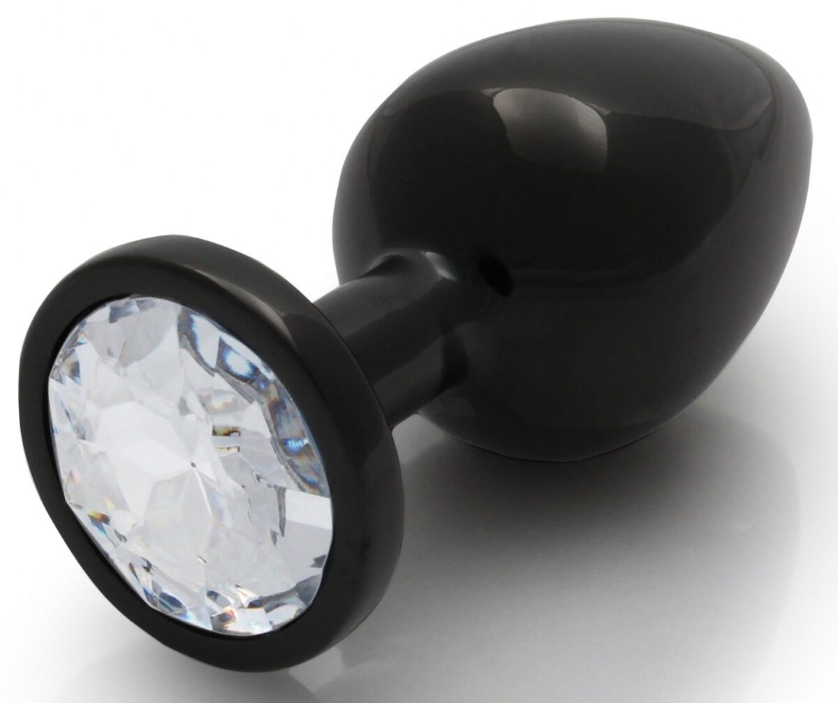 bijou anal round gem l 8 x 4cm noir transparent