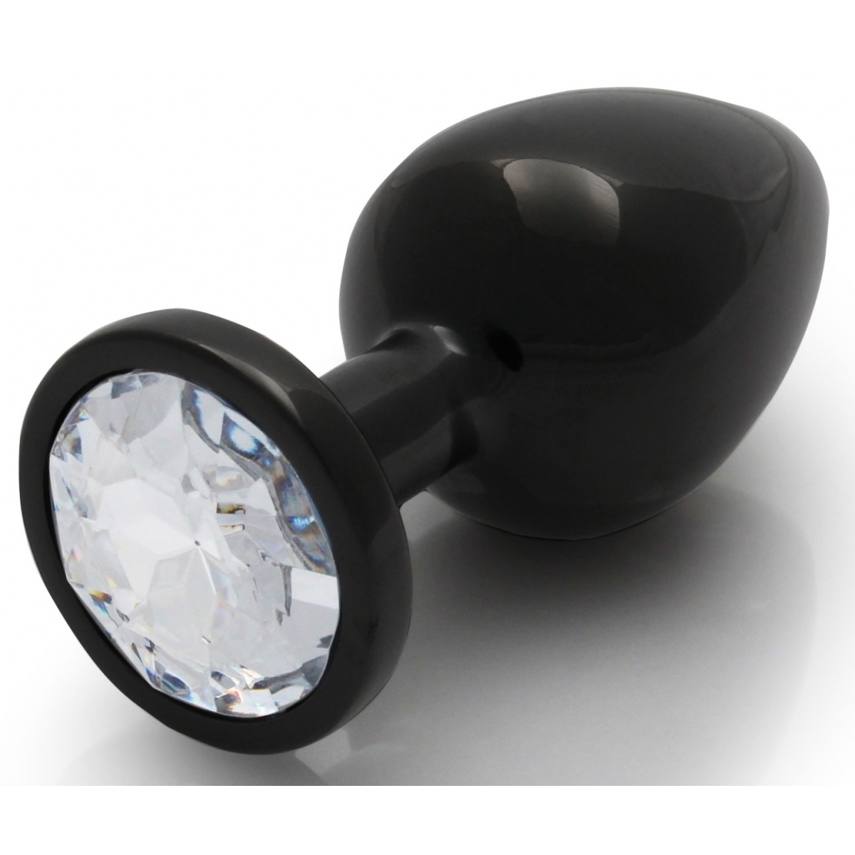 bijou anal round gem l 8 x 4cm noir transparent