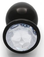bijou anal round gem l 8 x 4cm noir transparent 2