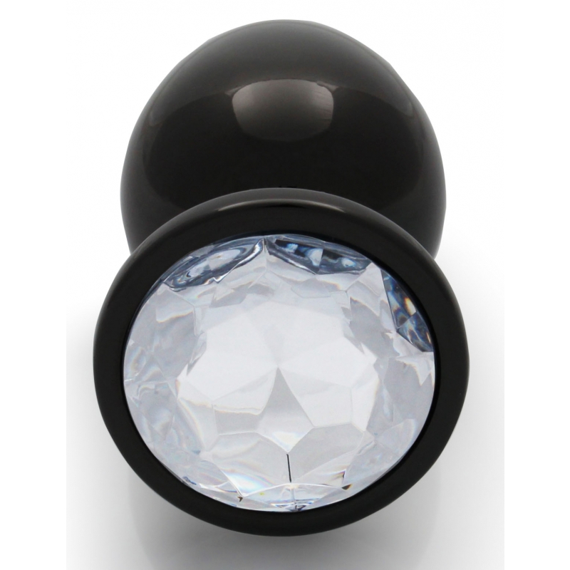 bijou anal round gem l 8 x 4cm noir transparent 2